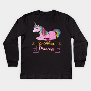 Cute Unicorn Gift - Sparkling Princess Kids Long Sleeve T-Shirt